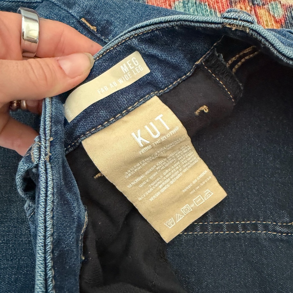 Kut from the Kloth Meg Fab ab Wide-Leg Dark Blue Jeans - Picture 4 of 7